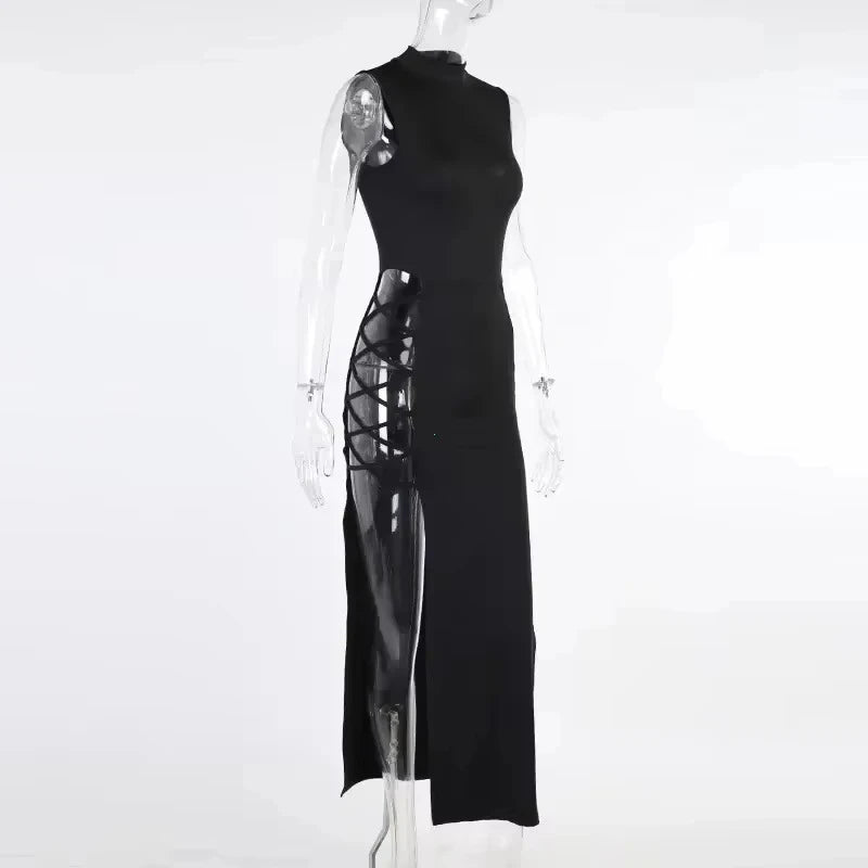 Elegant Black Sleeveless Bandage Sexy Dress for Women Club Party Backless Tank Dresses Skinny Fashion Summer 2025 Платье Женское