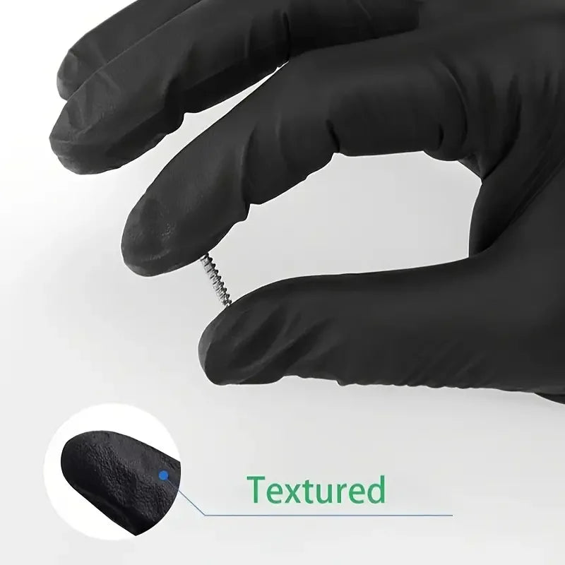 20/50/100PCS Black Nitrile Gloves Disposable Thickened Durable Household Cleaning Gloves for Kitchen Cooking Hair Dyeing Tattoo