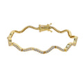 2026 New Arrived Trendy Women Jewelry Set Micro Paved CZ Curved Bar Wave Charm Chain Braelet Choker Necklace