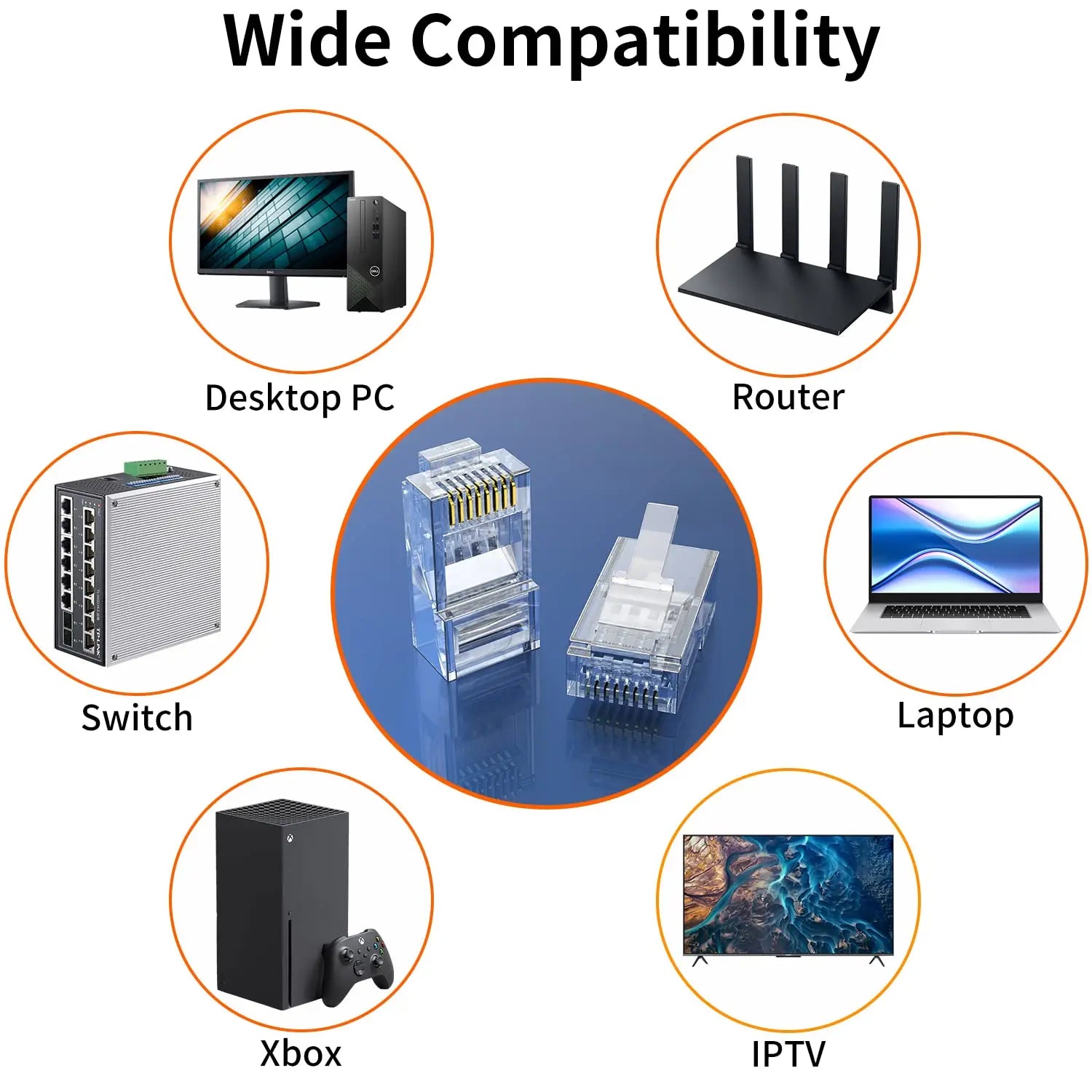 ZoeRax 50pcs Cat6 RJ45 Ends Cat6 Connector, Cat6 / Cat5e RJ45 Connector, Ethernet Cable Crimp Connectors UTP Network Plug