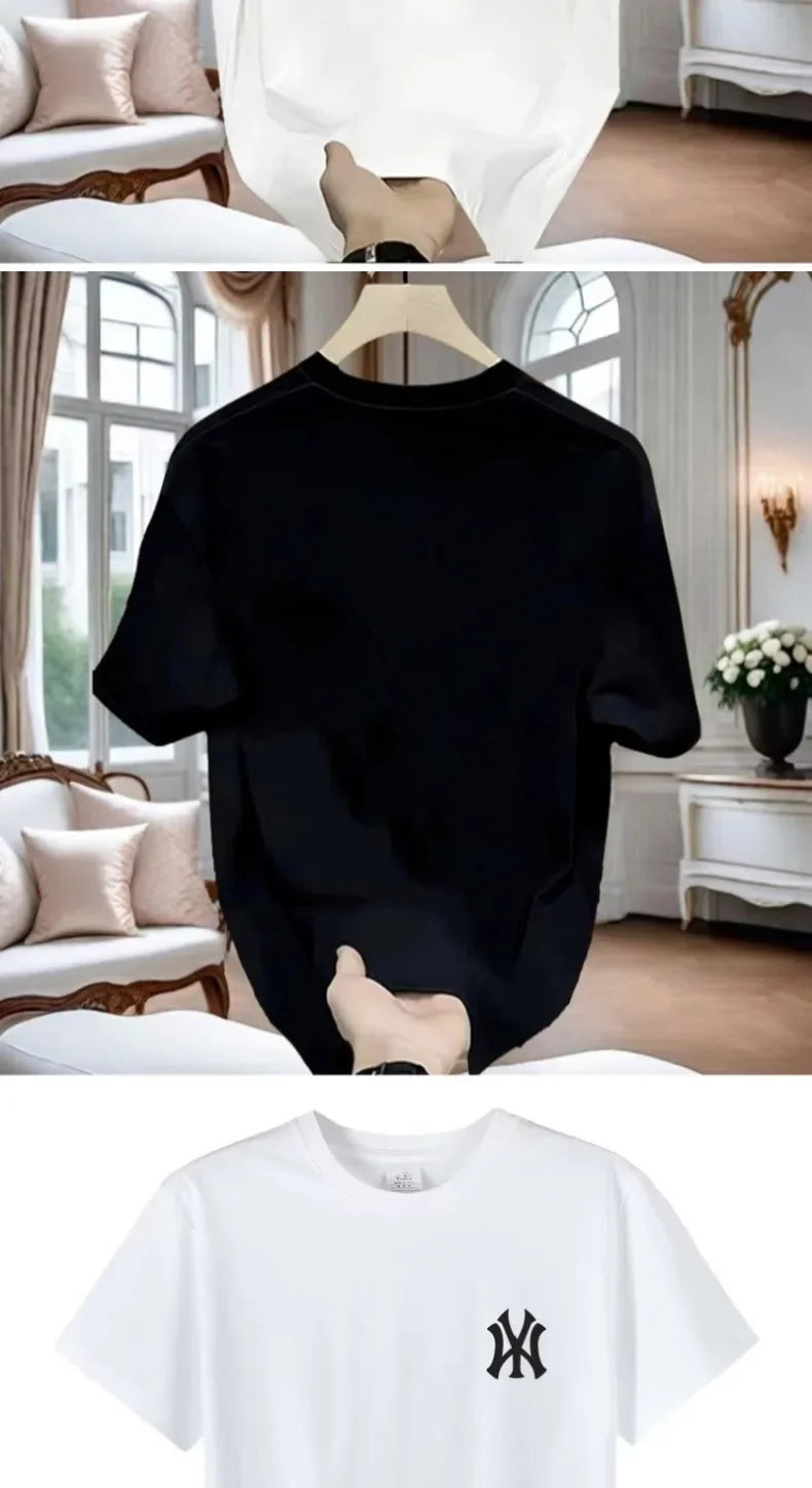 New 2026 Men's Pure Cotton Short Sleeve T-Shirt Fashionable Summer Thin Breathable Comfortable Casual Top for Men And Women