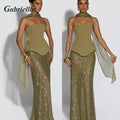 Gabriellar Fancy Bling Tulle Prom Dresses for Women Sequins and Beads Sleecveless Lacing up Special Occasion Gown Customized