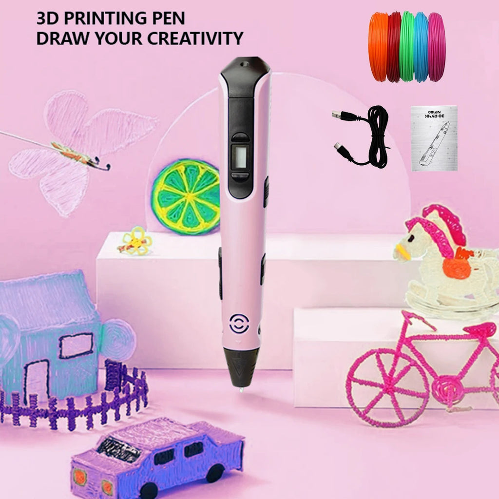 Upgraded 3D Printing Pen 9 Meter Pla Filaments Children S Birthday Christmas and New Year Gifts Three Dimensional Painting Tools