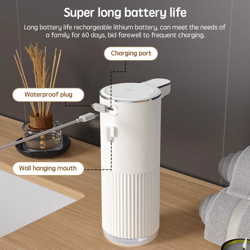 350ml Outomatiese Seepdispenser Raaklose Skuimdispenser 4 Vlak Muurgemonteerde Handevrye Outomaties vir Huis