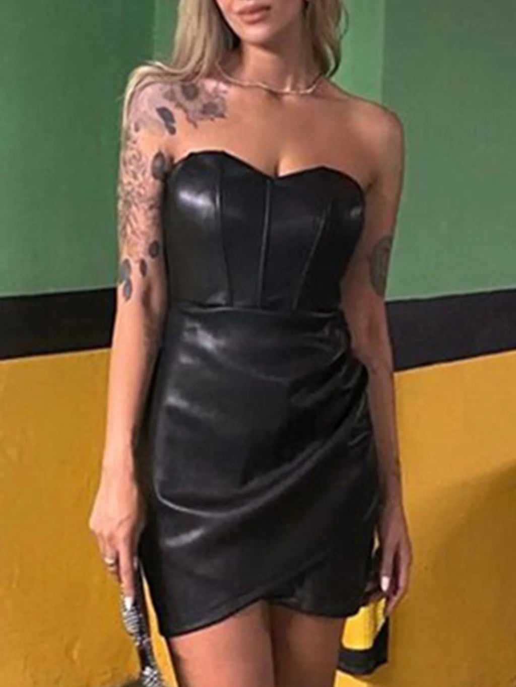 Sexy corset black PU bodycon summer dress women backless leather mini club birthday party dress short evening dresses vestidos