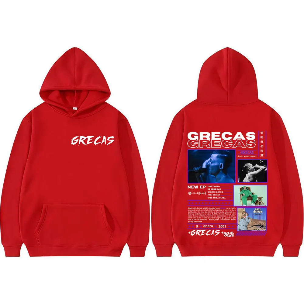 Rapper Grecas Album Tour 2025 Graphic Hoodies Men Women Harajuku Street Hip Hop Hoodie Loose Vintage Long Sleeve Sweatshirt Tops