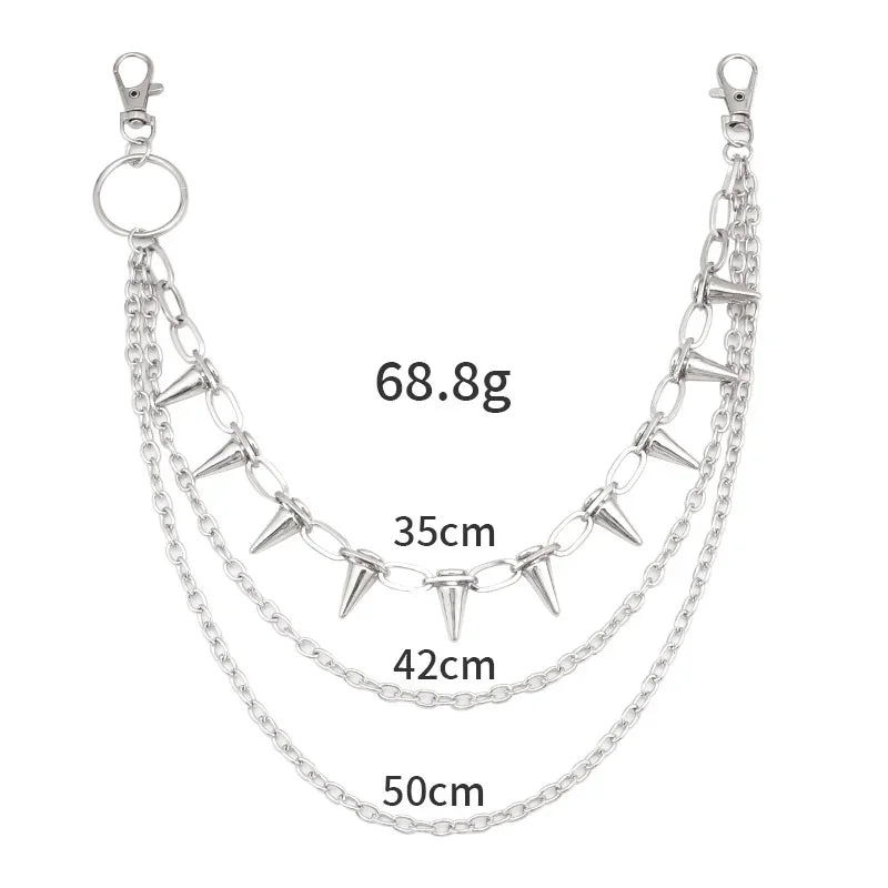 Unisex Hip Hop Punk Rock Metal Waist Chain Pants Key Ring Trousers Chain Wallet Accessory Jeans Jewelry Gift for Men And Women