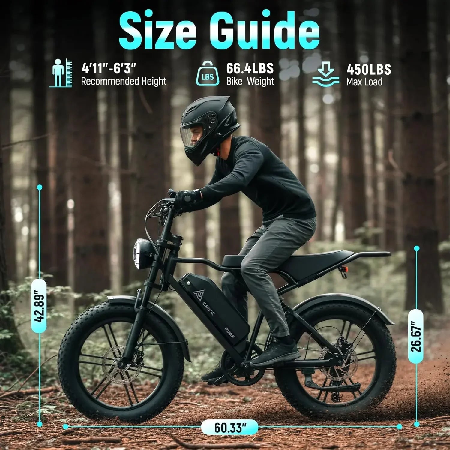 TST Electric Bike for Adult, Up to 28 MPH and 60/100 Miles Long Range E Bike, 20" Fat Tire E-Bike, 1500W Peak, Customized