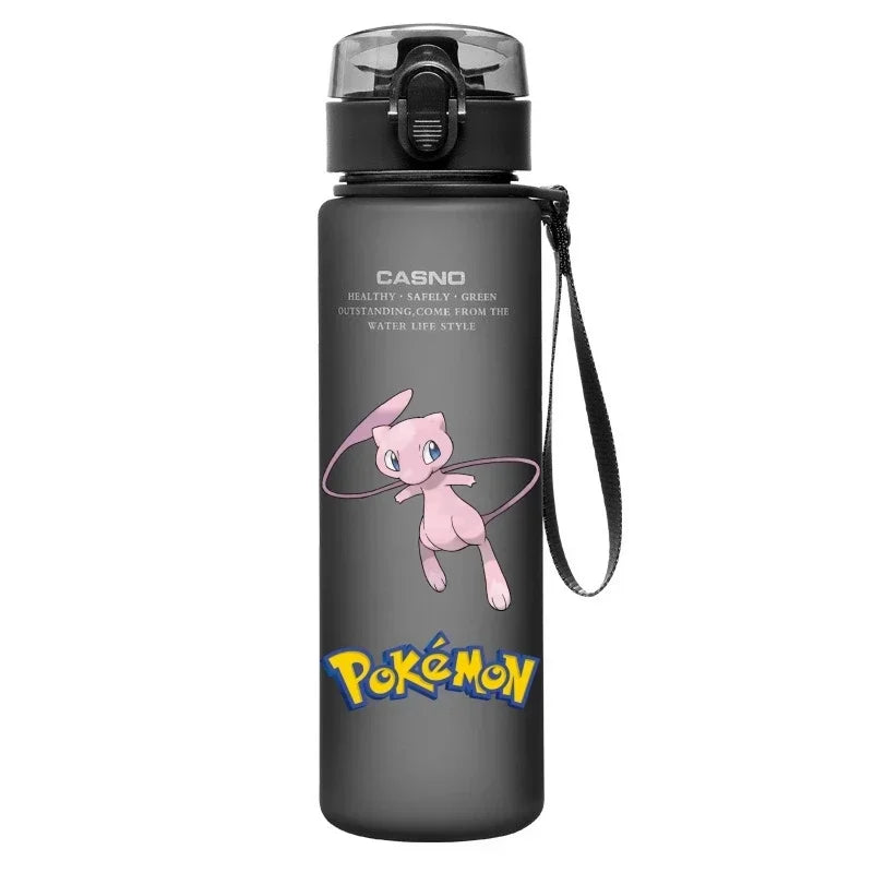 560ML Pokemon Water Cup Pikachu Mewtwo Gengar Portable Plastic Cartoon Outdoor Sports Large Capacity Travel Hiking Water Bottle