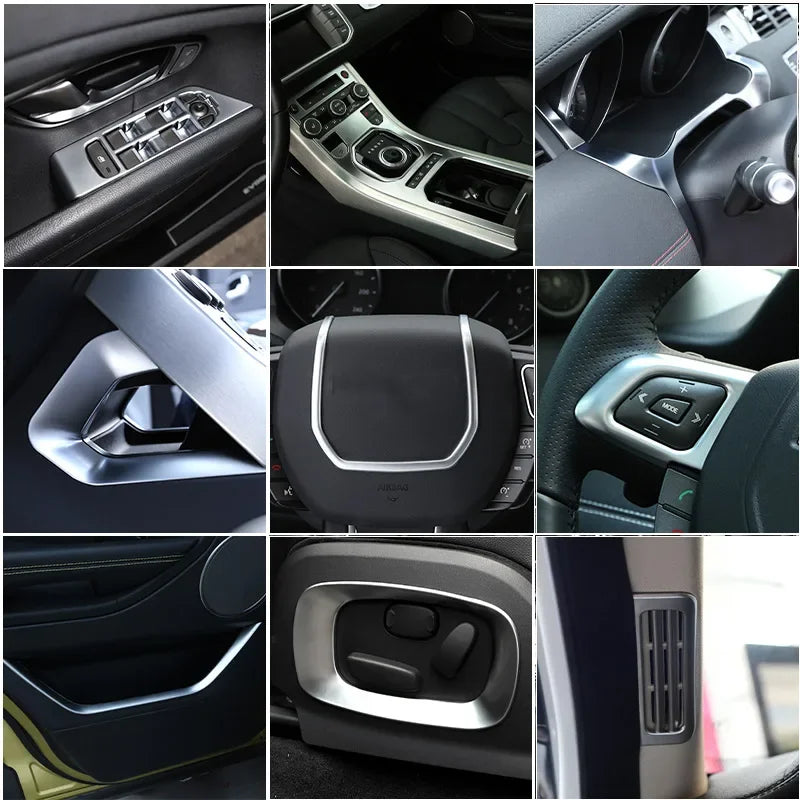 For Land Rover Range Rover Evoque 2012-2018 ABS Chrome Interior Kit Dashboard Center Console Gear Shift Panel Cover Trim Sticker