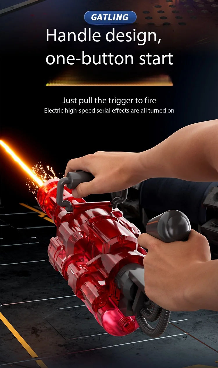 Electric Gatling LED Light Water Gun High-Speed Continuous Burst Rotating Summer Outdoor Beach Pool Party shooting Toy Gift