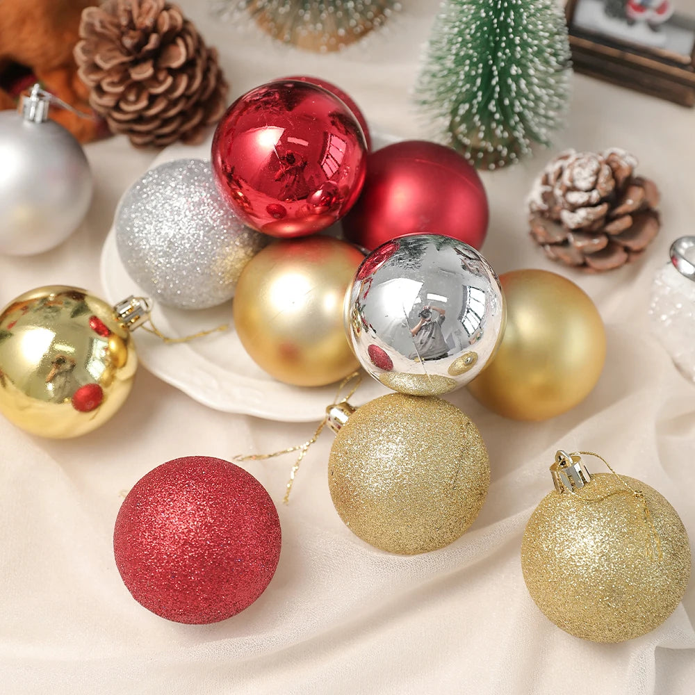 24Pcs/Box 3-4cm Christmas Balls Christmas Tree Ornament Ball Xmas Hanging Tree Pendant Home Party Decor New Year Gifts