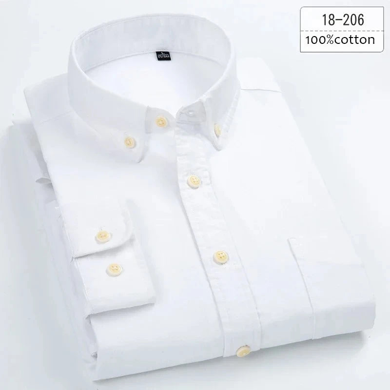 New in shirt plus size 8xL long-sleeve 100%cotton shirts for men slim fit formal plain shirt soft white black office clothes