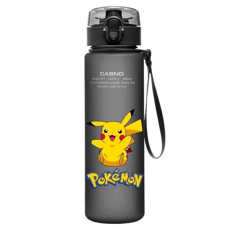 560ML Pokemon Water Cup Pikachu Mewtwo Gengar Portable Plastic Cartoon Outdoor Sports Large Capacity Travel Hiking Water Bottle