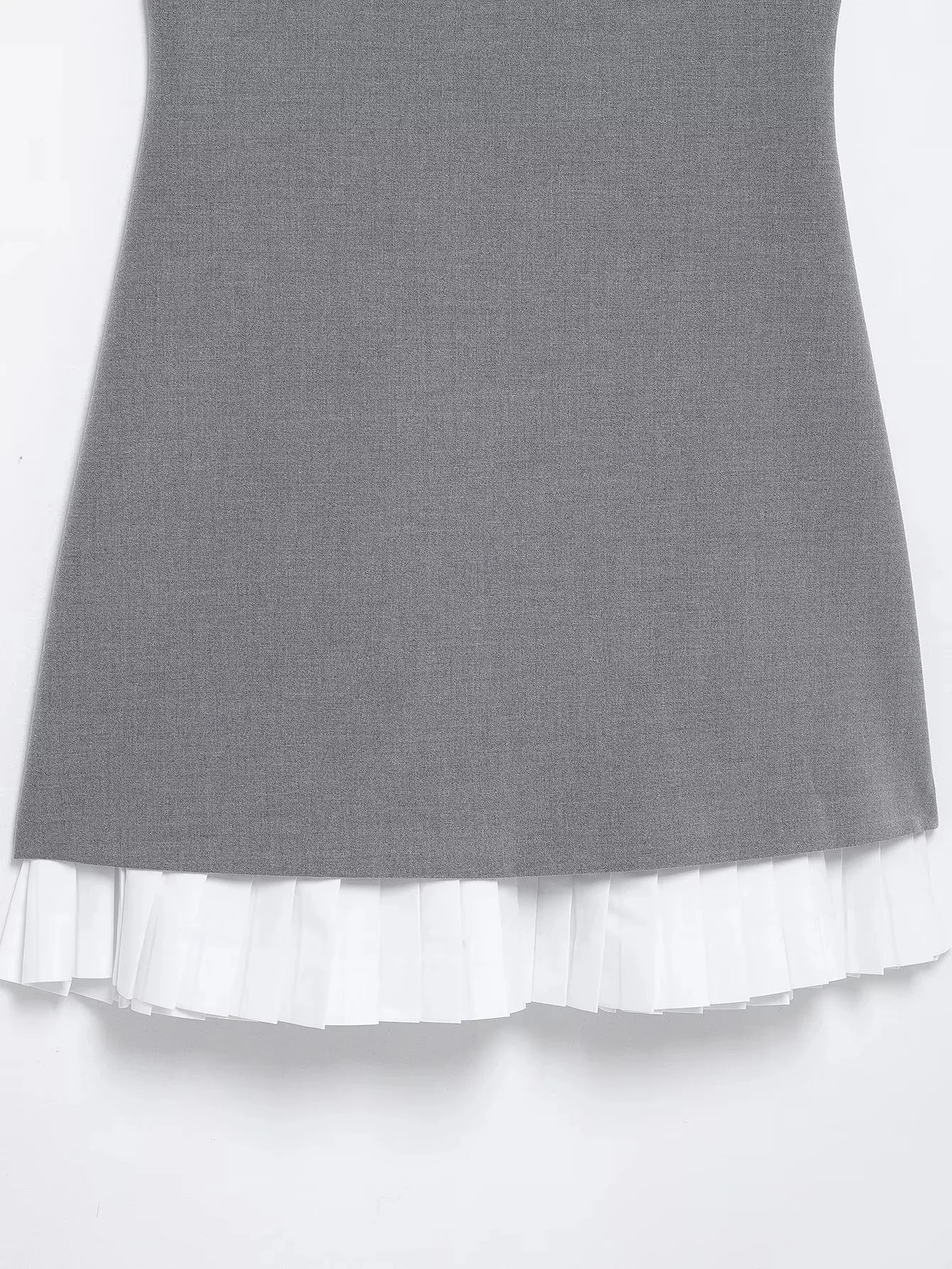 KONDALA Sleeveless O-Neck Mini Gray Dress for Women Sexy Patchwork Zipper Club Casual Fashion Spring Summer 2025 Vintage Dresses