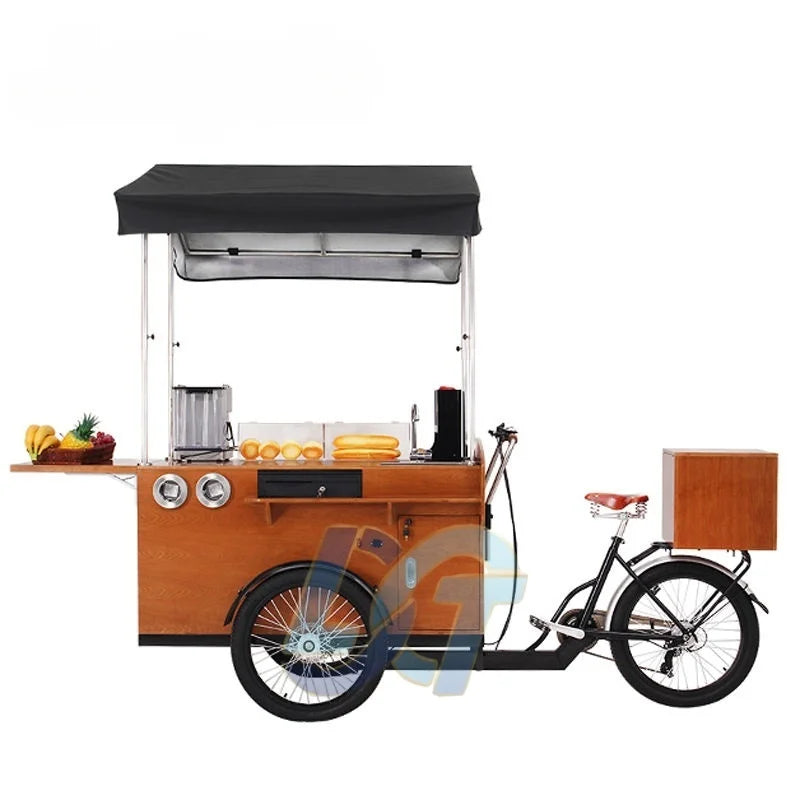 Coffee Bike Electric Mobile Coffee Bike Electric Tricycle Coffee 3-Wheel Business Bicycle Tricycle Fast Food Cart Food Bike
