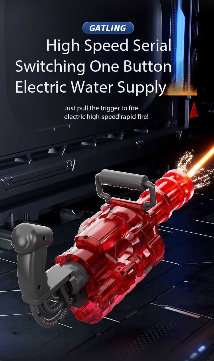Electric Gatling LED Light Water Gun High-Speed Continuous Burst Rotating Summer Outdoor Beach Pool Party shooting Toy Gift
