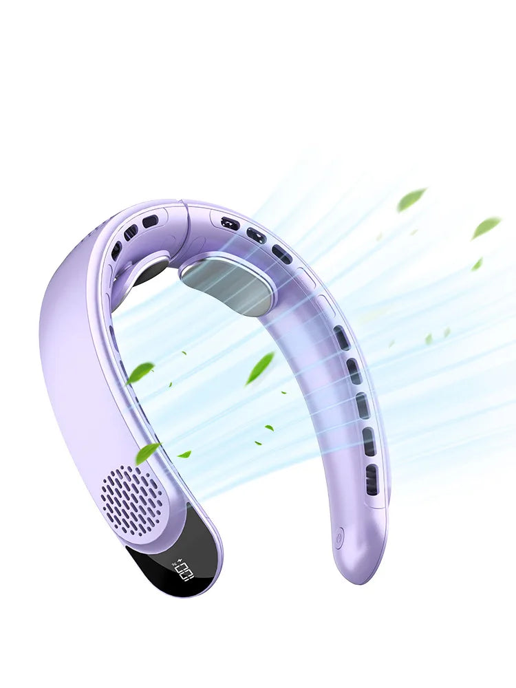 Neck Fan 360° Cooling Bladeless USB Rechargeable 4000mAh Portable Hanging Fan LED Display 3 Speed Quiet Personal Wearable Fan
