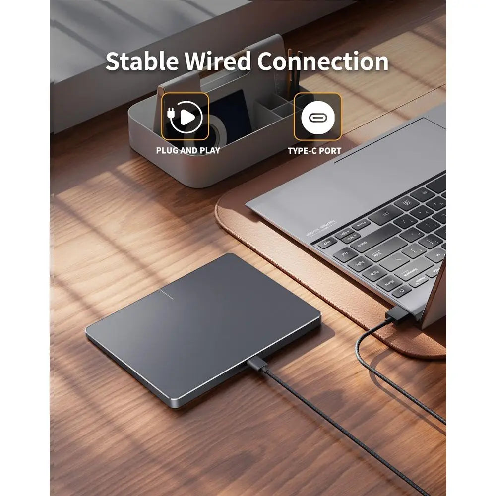 High-Precision Wired Trackpad Mouse with Multi-Gestures for Windows 10/11, Slim and Portable, Suitable for Laptop/Desktop, Grey
