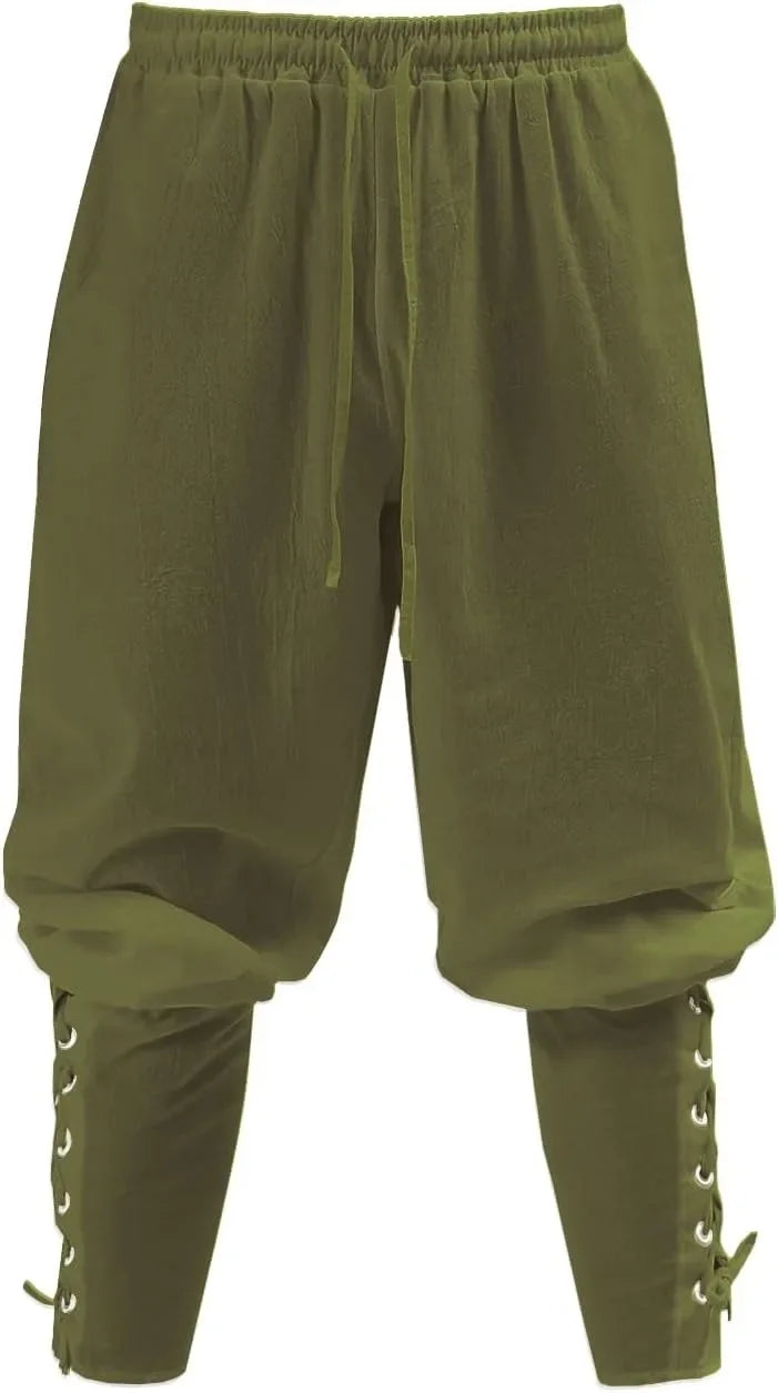 Men's Spring Summer Vintage Men's Medieval Viking Cotton Linen Trousers Halloween Fashion Vintage Men's Bottoms