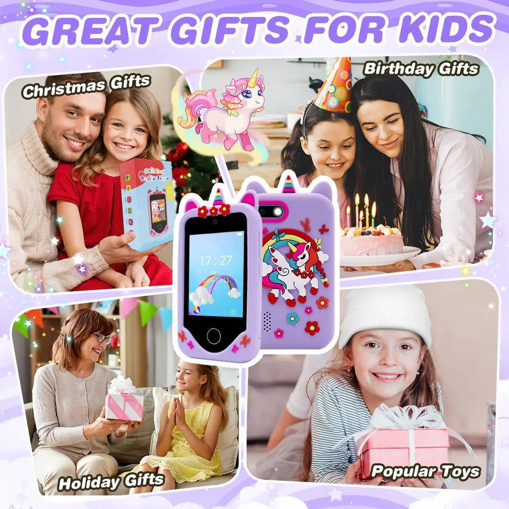 Kids Smart Phone for Boys & Girls 2.8 Inch Touch Screen Kids Toy Phone with Dual Camera ABC Learning Educational Learning Toy