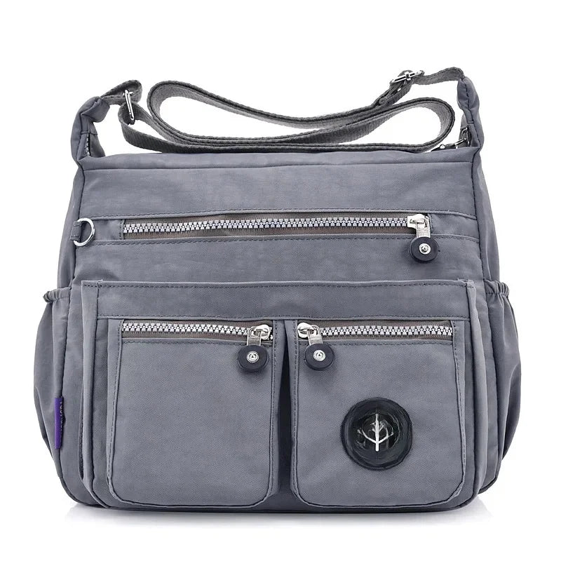 Versatile Waterproof Nylon Single Shoulder Bag for Women Lightweight Travel Crossbody Bag with Internal Zipper And Polyester Lin