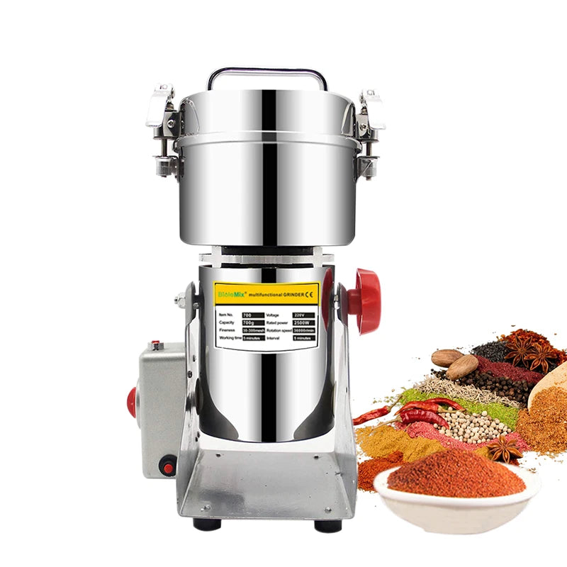 BioloMix Trockenfutter-Mühle 800g 700g - Getreide-, Gewürz-, Kräuter-, Müsli-, Kaffeemühle zum Zerkleinern von Mehl und Pulver