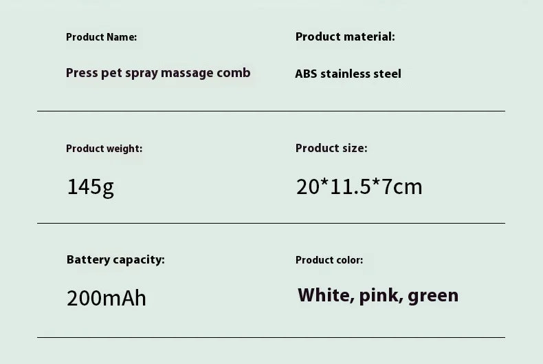 Pet Hair Removal Comb with Water Tank And Release Button Cat Dog Shedding Spray Steam Brush for Grooming