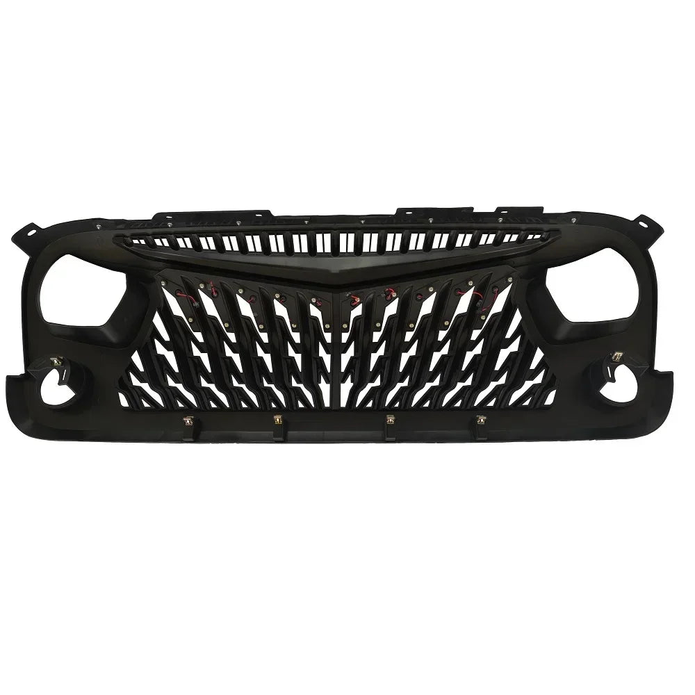J396 Grilles Offroad Car Racing Grill Front Grille Cover Overlay Mesh Insert Guard With LED Lights For Jeep Wrangler JK 07-2017