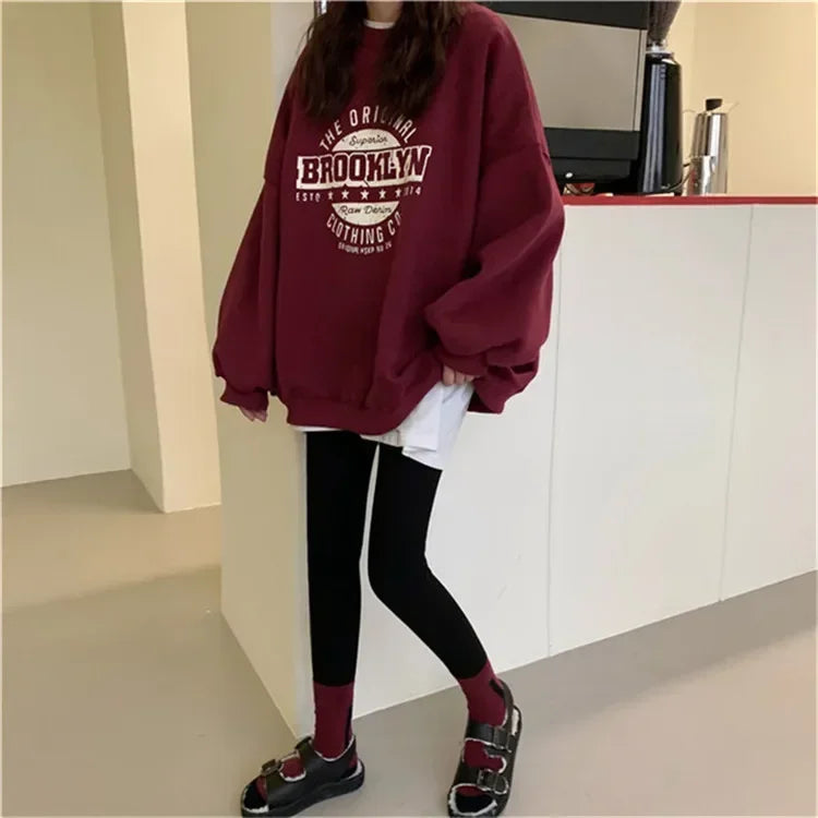 Women Hoodies Office Lady Loose Coat Korean Fashion Sweatshirts Letter Printed Pullovers 2024 Spring Woman clothing Y2k Hoodies