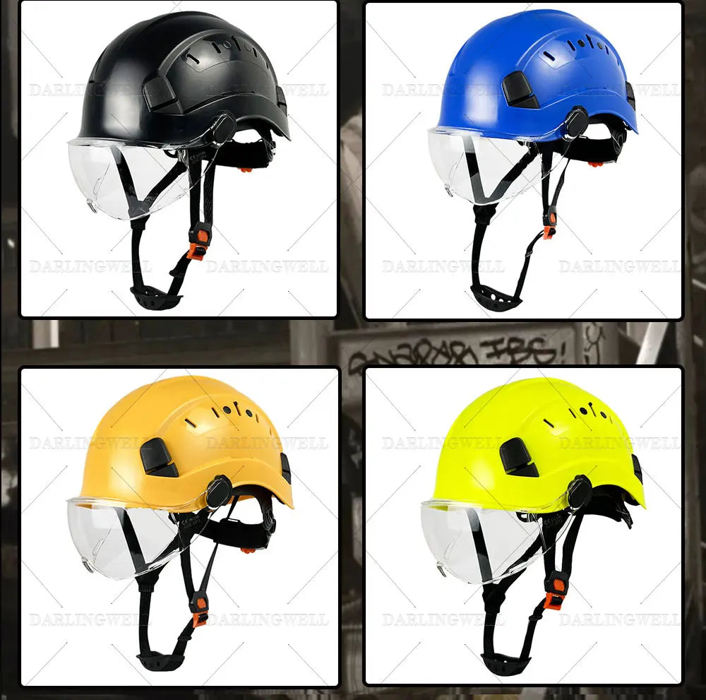 Safety Helmet With Goggles Men's Construction Hard Hat High Quality ABS Protective Helmets Work Cap For Working Climbing Riding