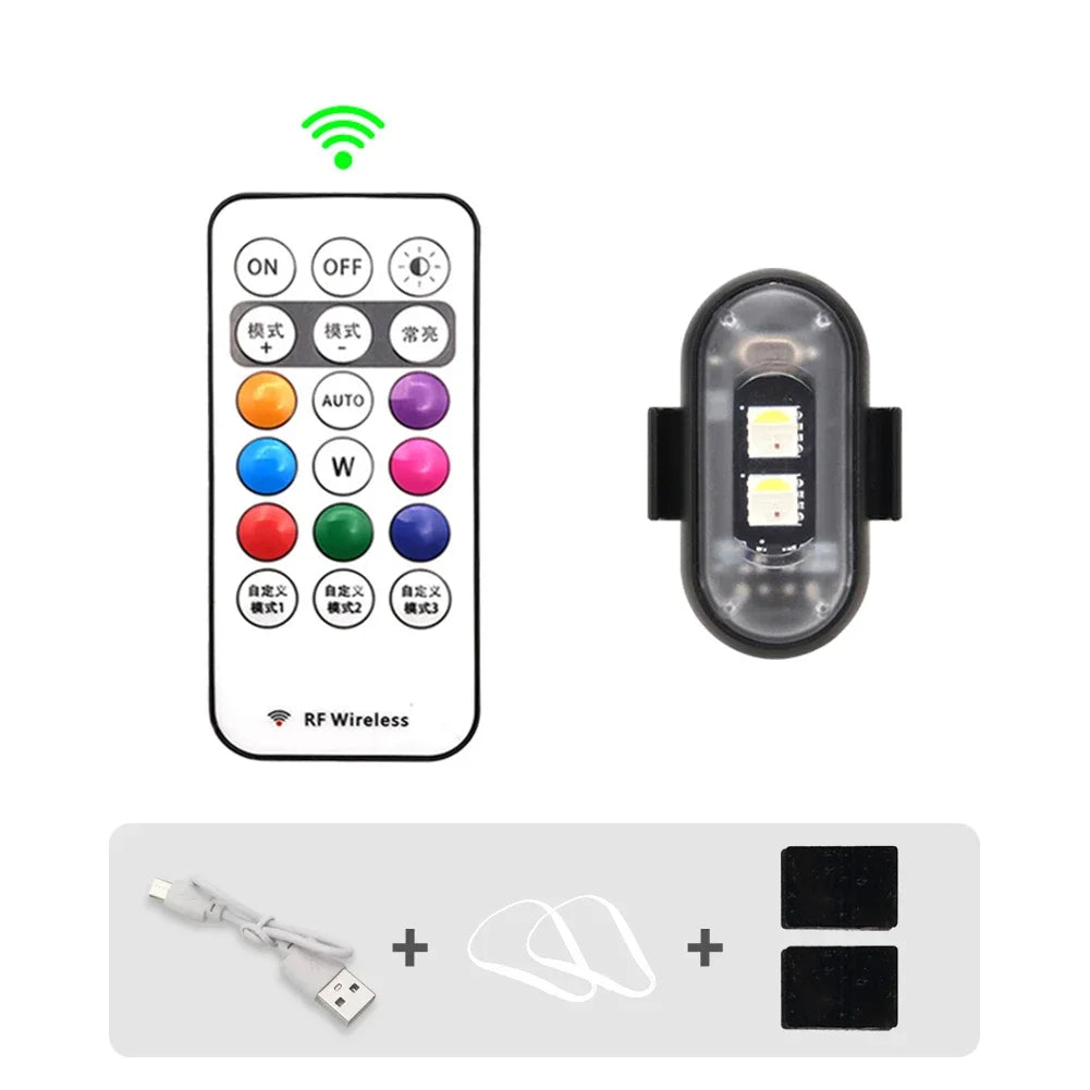 RGB Led Scooter Strobe Lights Bike LED Flash Position Wireless Light Aircraft Airplane Helicopter Warning Lights Accessories