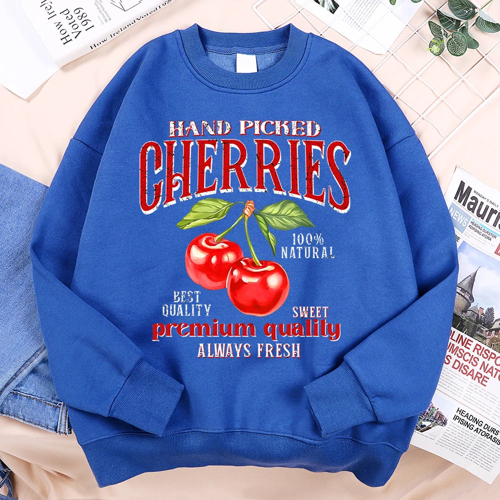 Hand Picked Cherries Premium Quality Hoodies Mens Harajuku Loose Hoody Oversize Loose Clothes Fashion Fitness Sweatshirt Women