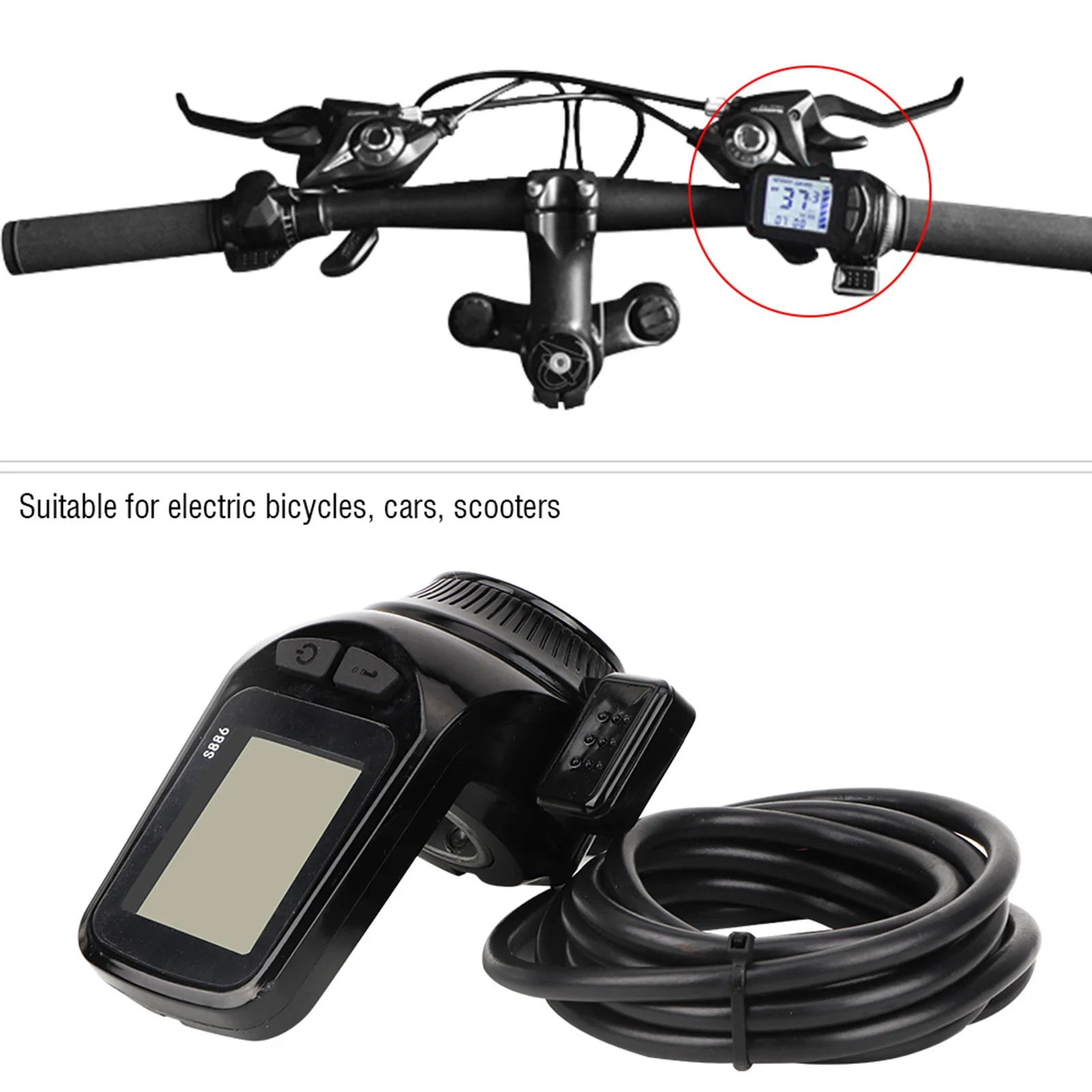 Electric Bike Controller 24V‑48V 13A Brushless Controller with LCD Display Panel E-scooter Meter Control for 22.5mm Handlebar