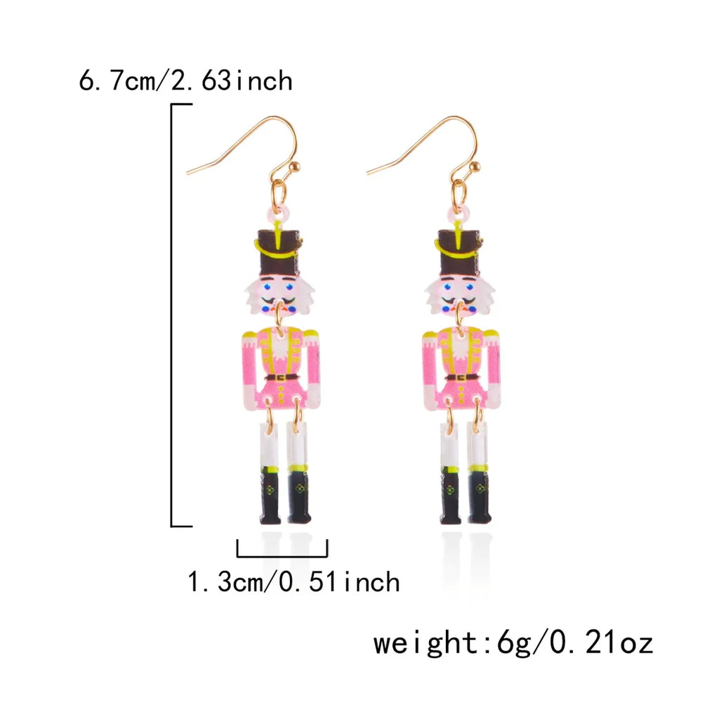 Christmas Acrylic Heart Santa Claus Deer Candy Crutch Xmas Tree Soldier Drop Earrings Cute Holiday Jewelry For Women Men Gifts