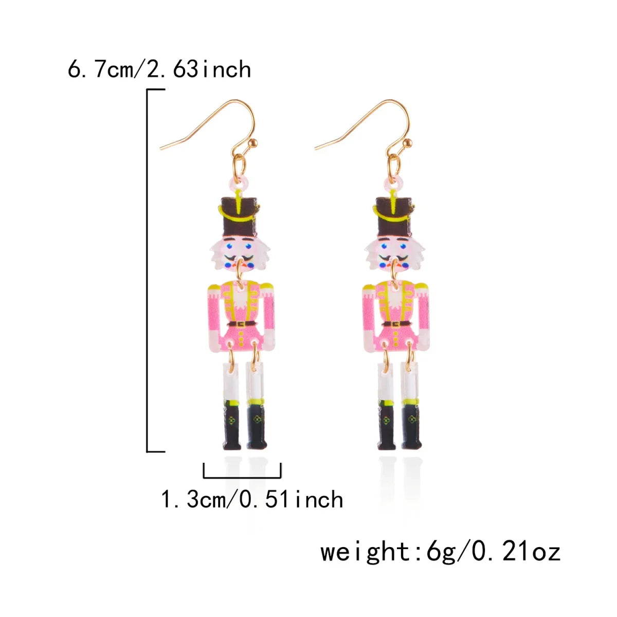 Christmas Acrylic Heart Santa Claus Deer Candy Crutch Xmas Tree Soldier Drop Earrings Cute Holiday Jewelry For Women Men Gifts