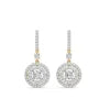 Halo Lab Grown Diamond Drop Earrings 14K Yellow Gold Double Circle Diamond Dangle IGI Certified Luxury Gift Elegant Fine Jewelry