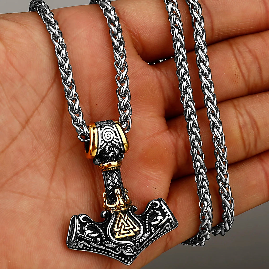 Original Viking Stainless Steel Thor Hammer Multiple Styles Domineering Unisex Necklace Pendant Boyfriend Gift Wholesale