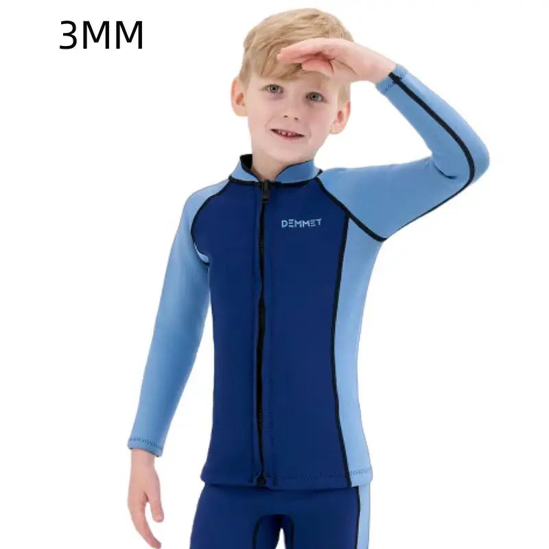 Kids Neoprene Diving Surfing Suit Split Long Sleeve Wetsuit Girls Thick Swimsuit Boys Rash Guards Swimwear Keep Warm Clothes
