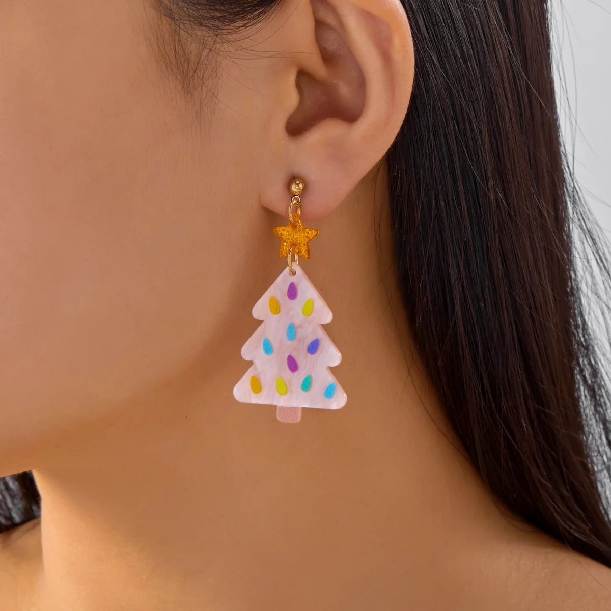 Christmas Acrylic Heart Santa Claus Deer Candy Crutch Xmas Tree Soldier Drop Earrings Cute Holiday Jewelry For Women Men Gifts