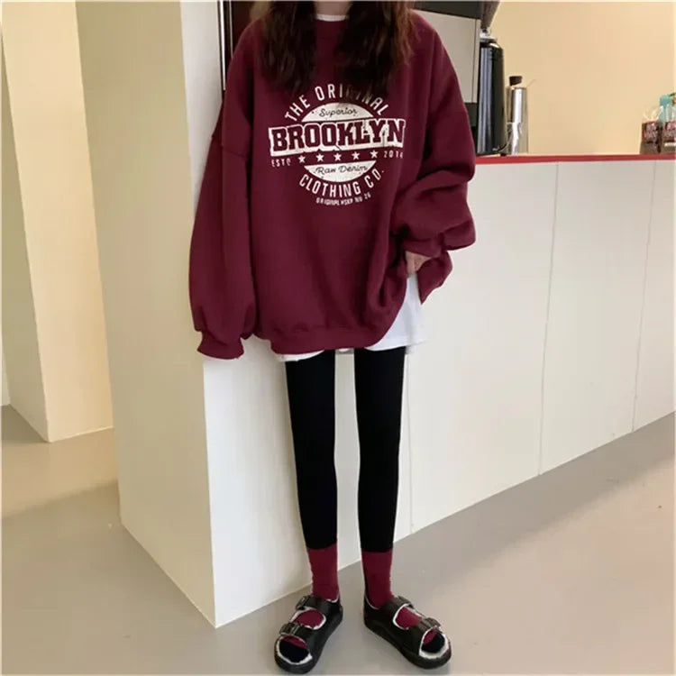 Women Hoodies Office Lady Loose Coat Korean Fashion Sweatshirts Letter Printed Pullovers 2024 Spring Woman clothing Y2k Hoodies