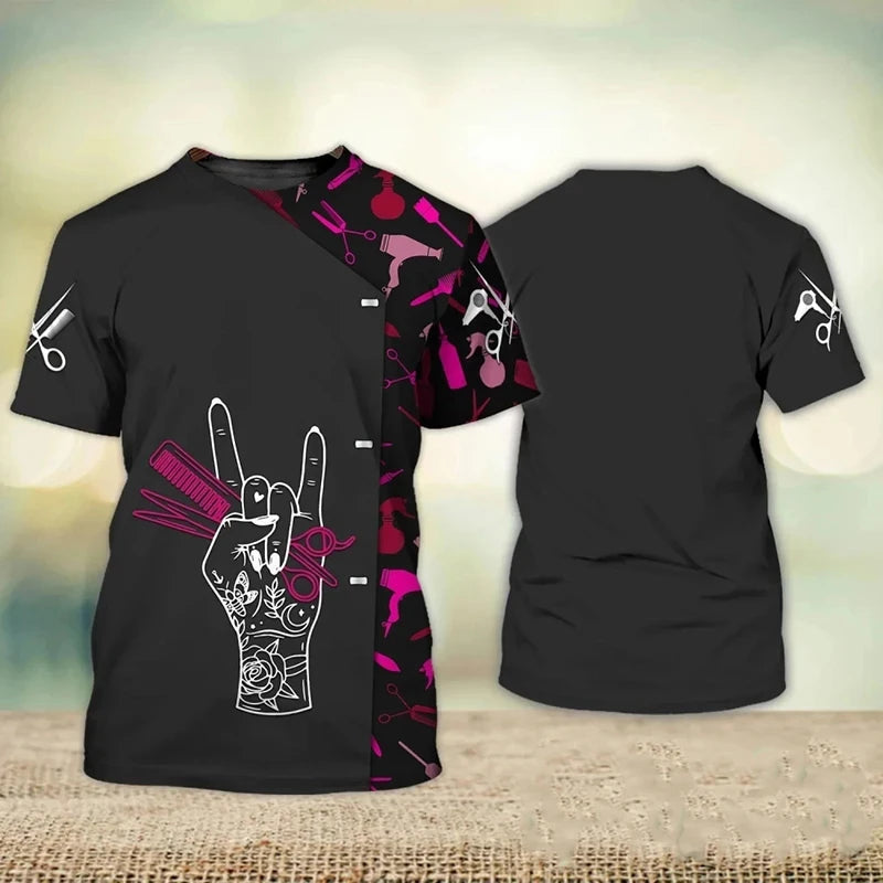 Hairdresser  Men's Fashion 3D Printed T-shirt Casual Fun Short Sleeve Barber Men's Graphic T-shirt Tees Y2k Tops Mens Clothing