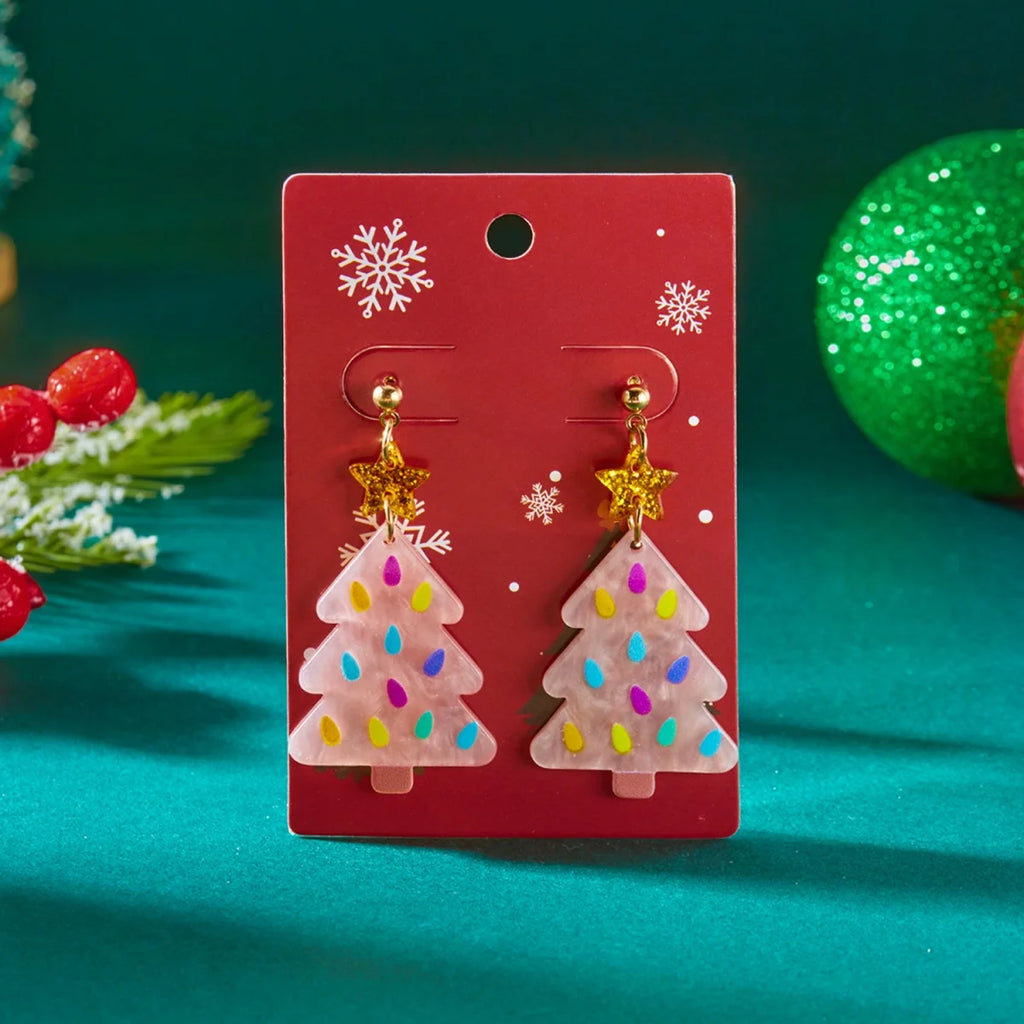 Christmas Acrylic Heart Santa Claus Deer Candy Crutch Xmas Tree Soldier Drop Earrings Cute Holiday Jewelry For Women Men Gifts