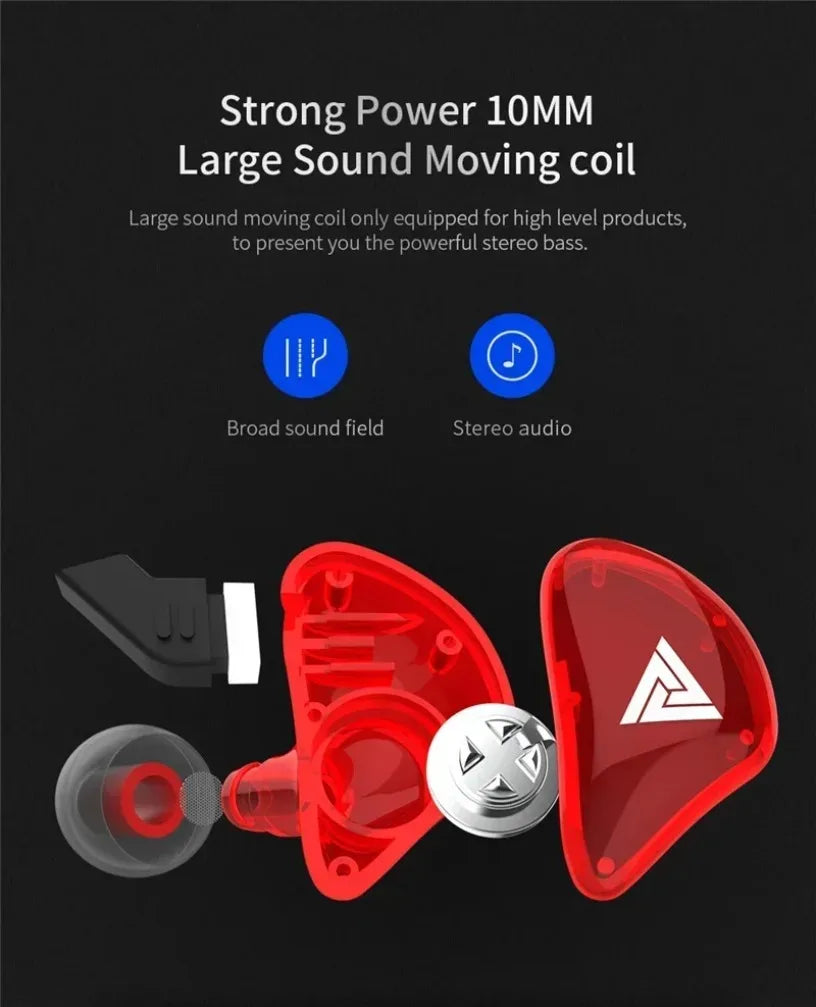 QKZ AK3 FiLe Wired Earphone with Microphone HiFi Music Monitor Bass Headphones Noise Cancelling Headset For Sport Gaming Earbuds