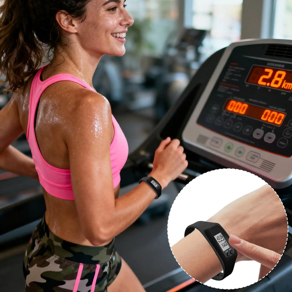 Pedometer Wristband Watch With LCD Display Lightweight Fitness Calorie Count For Daily Travel Commute Walking Running