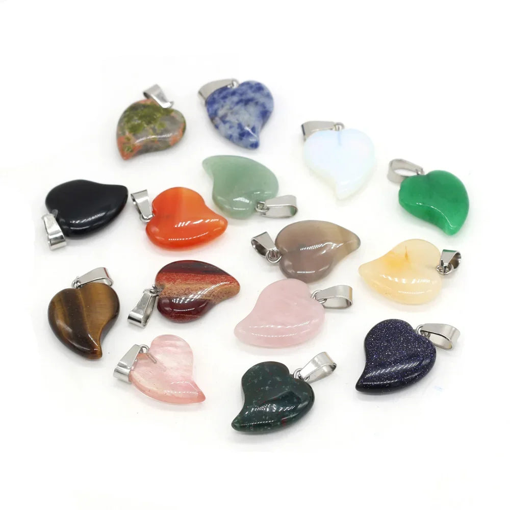 12pcs Natural Stone Pendant Mix Colors Women Natural Jewelry Charms fit DIY Necklace Making Wholesale Multiple Shapes