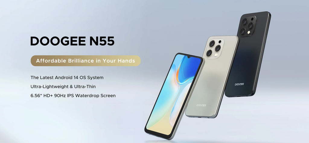 DOOGEE [N55] Smartphone 5G 6.56 "90Hz IPS Screen Telephone Portable 4GB+128GB Triple 13MP Camera 5150mAh Android 14 Mobile Phone