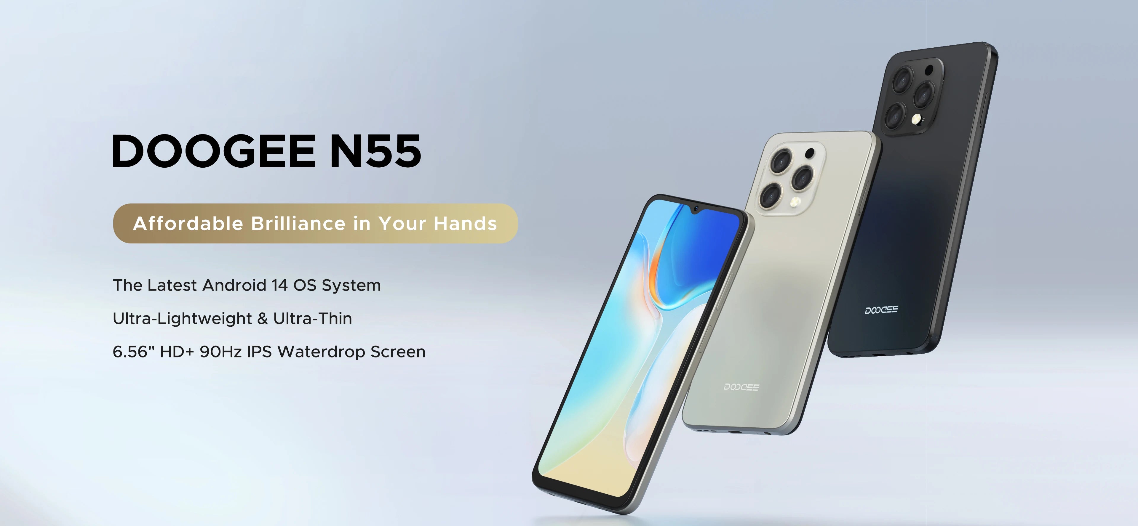 DOOGEE [N55] Smartphone 5G 6.56 "90Hz IPS Screen Telephone Portable 4GB+128GB Triple 13MP Camera 5150mAh Android 14 Mobile Phone