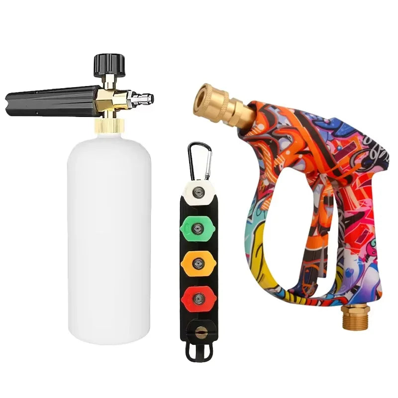2175psi High-Pressure Water Gun Beautiful Graffiti Painting Optional 1L Foam Cannon 1/4 Quick Nozzle Set Rubber Nozzle Bracket