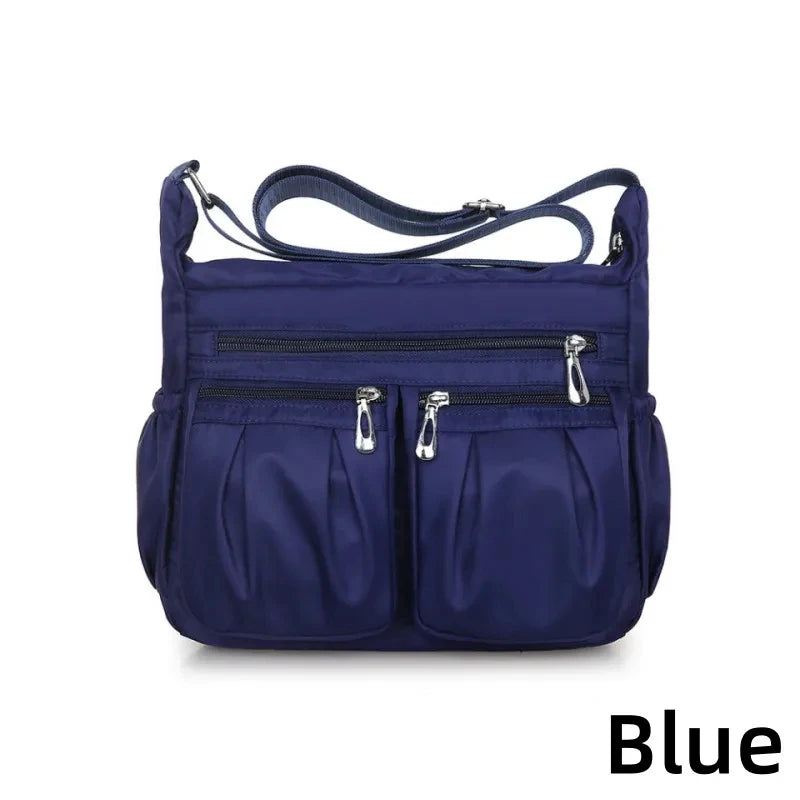 Large Capacity Waterproof Nylon Shoulder Bag Multi-Pocket Crossbody Bag Female Bag Shopping Travel Lady Handbag Leisure Purse